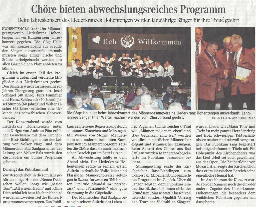 Bericht Schwäbische Zeitung 27.11.2018